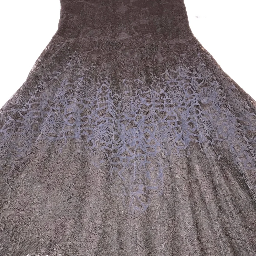 NEW Free People Black Lace Dress with Flocked Navy Blue Velvet Size XS - Picture 6 of 15